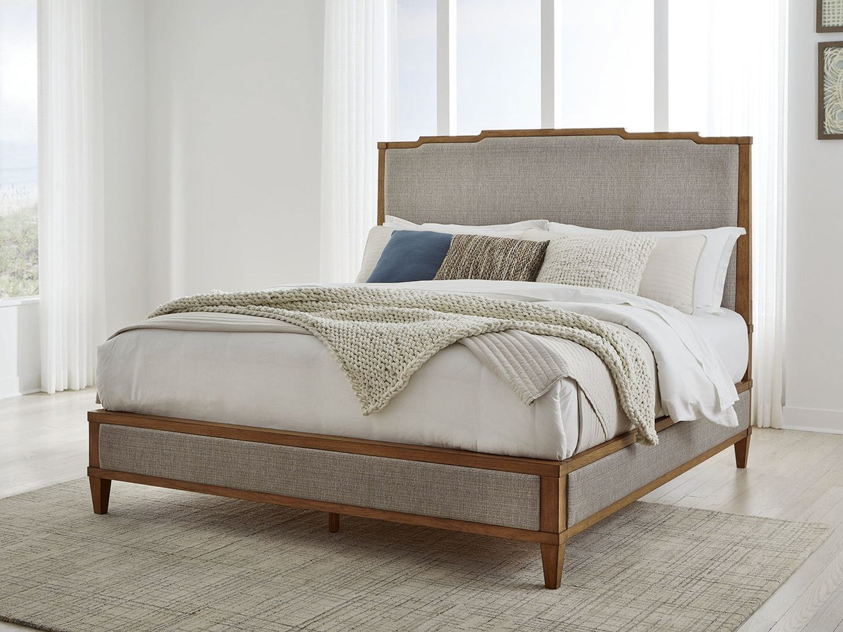 Sharlance - King Upholstered Panel Bed - Light Brown