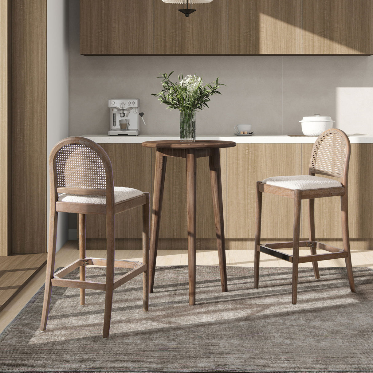 Panama - Curved Back Cane Bar Stool (Set of 2) by Jennifer Taylor Home | Bel Furniture