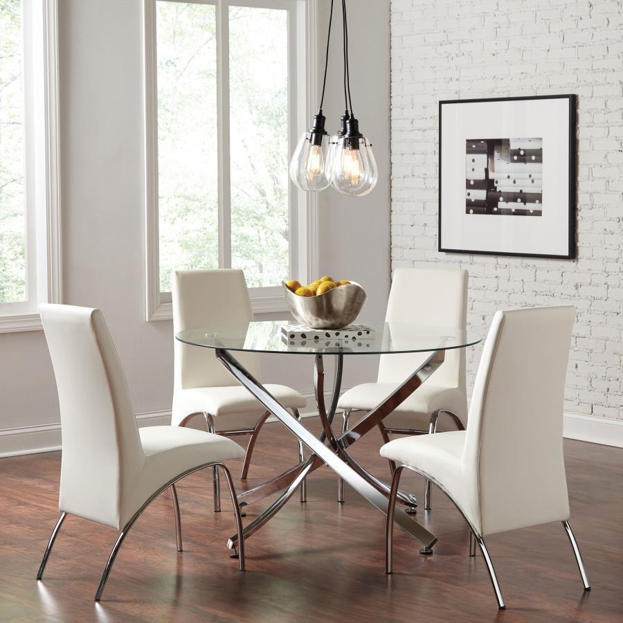 Beckham - Round Glass Top Dining Table by CoasterEveryday | Bel Furniture