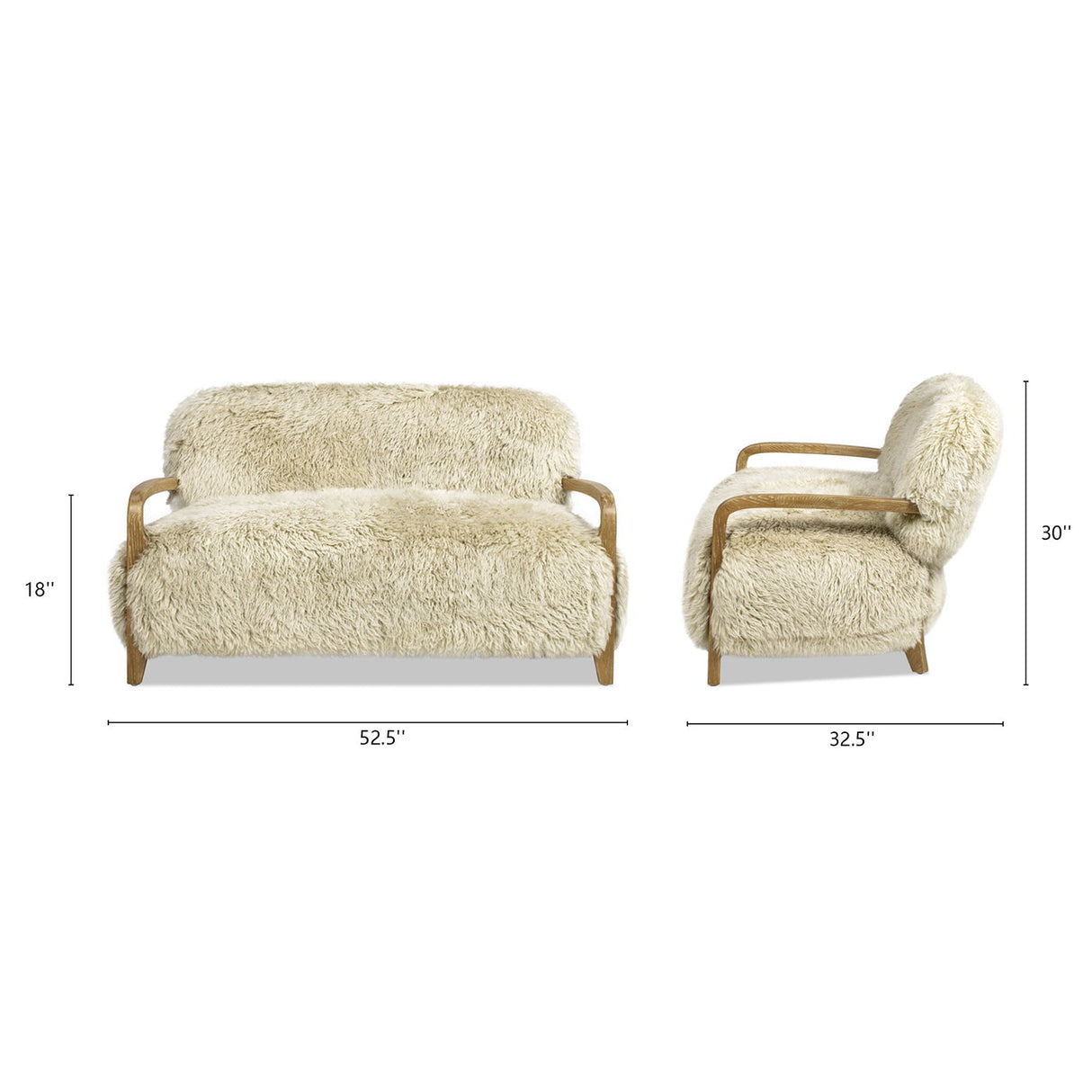 Enchante - Sheepskin Accent Loveseat - Taupe / Natural by Jennifer Taylor Home | Bel Furniture