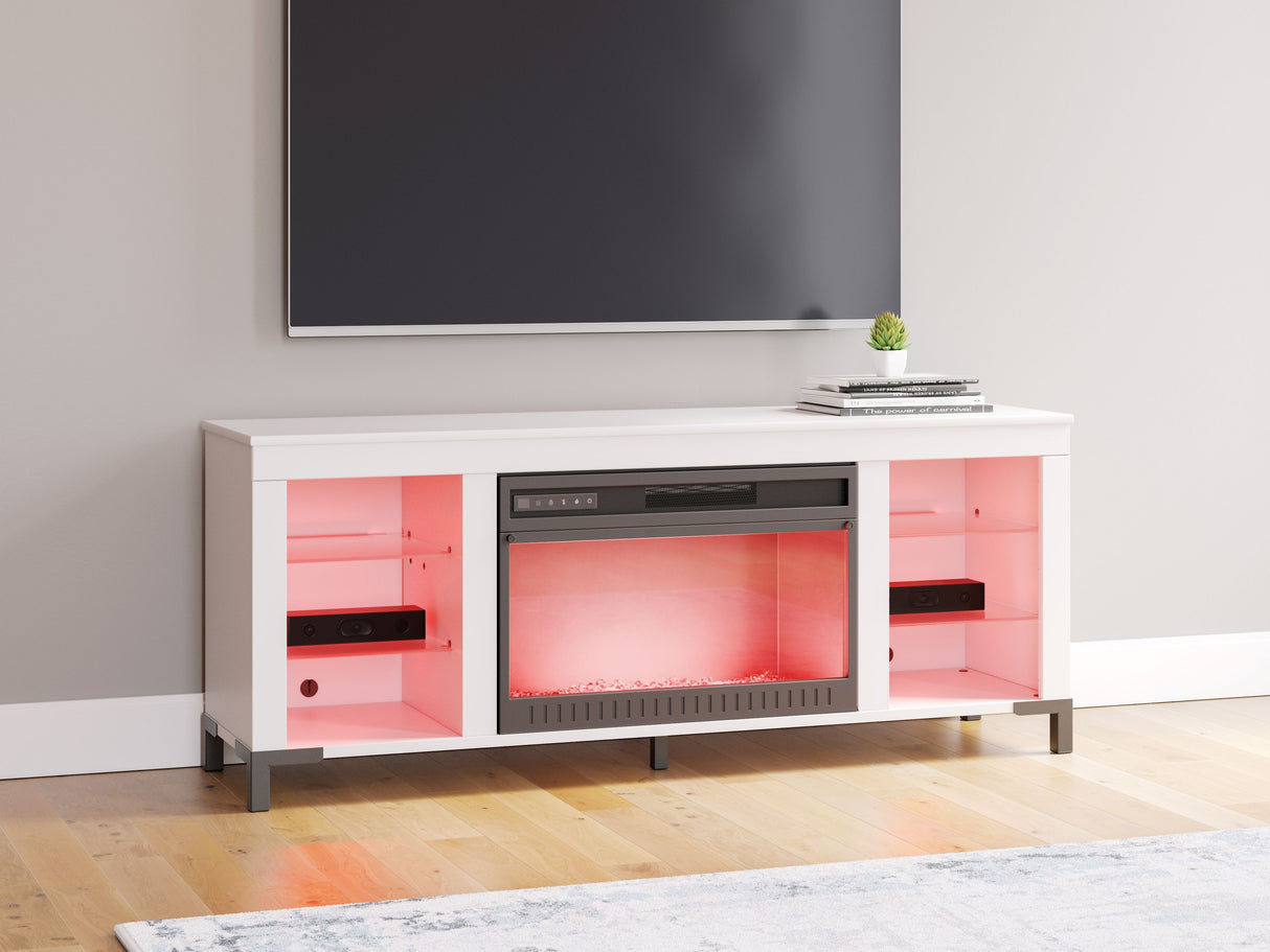 Brollevi - White - TV Stand With Fireplace by Signature Design by Ashley® | Bel Furniture