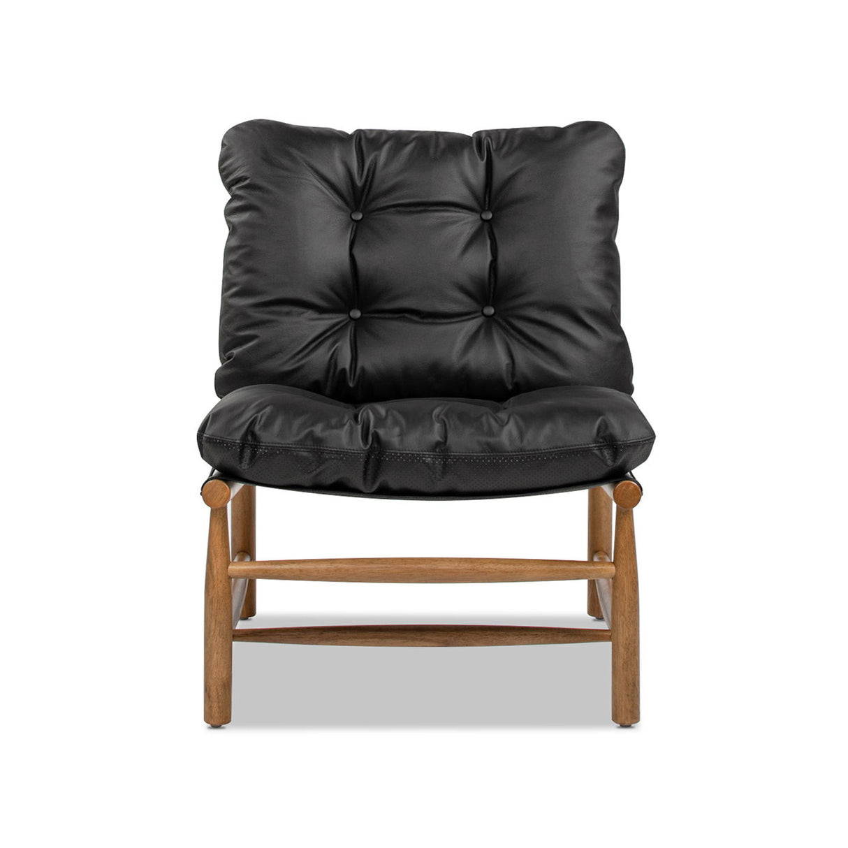 Oxford Leather Mid-Century Modern Accent Chair - Noir Black by Jennifer Taylor Home | Bel Furniture