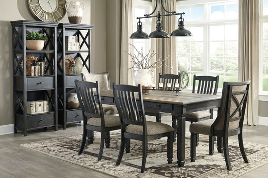 Tyler Creek - Dining Table Set Dark Gray 9 Pc. - Rectangular Dining Room Table, 4 Upholstered Side Chairs, 2 Dining Room Upholstered Side Chairs, 2 Display Cabinets by Signature Design by Ashley® | Bel Furniture