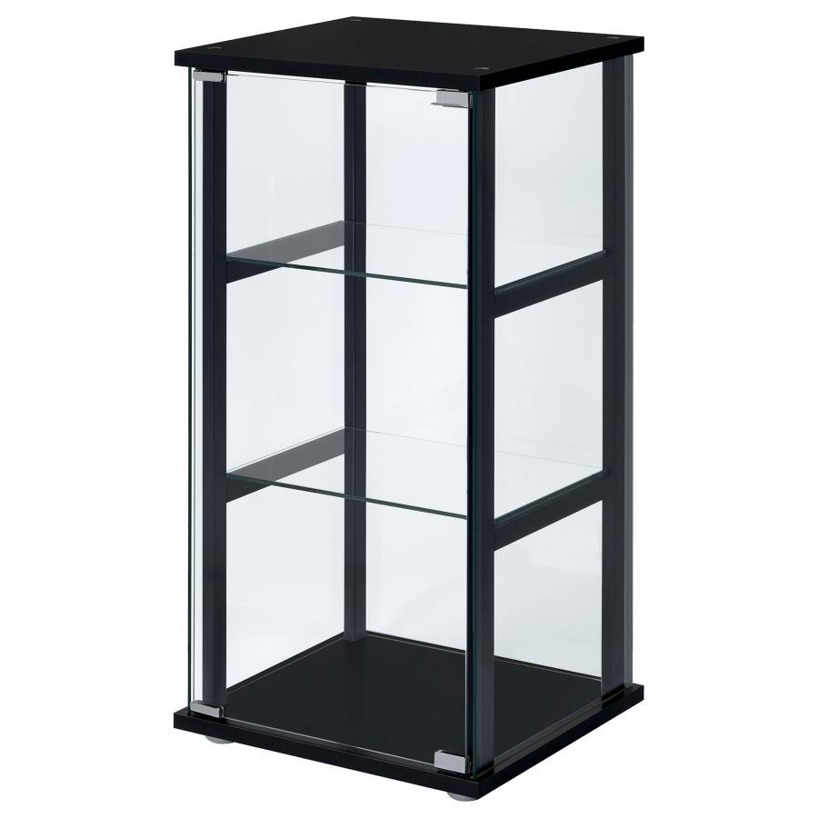 Cyclamen - 3-Shelf Clear Glass Curio Display Cabinet - Black by CoasterEveryday | Bel Furniture