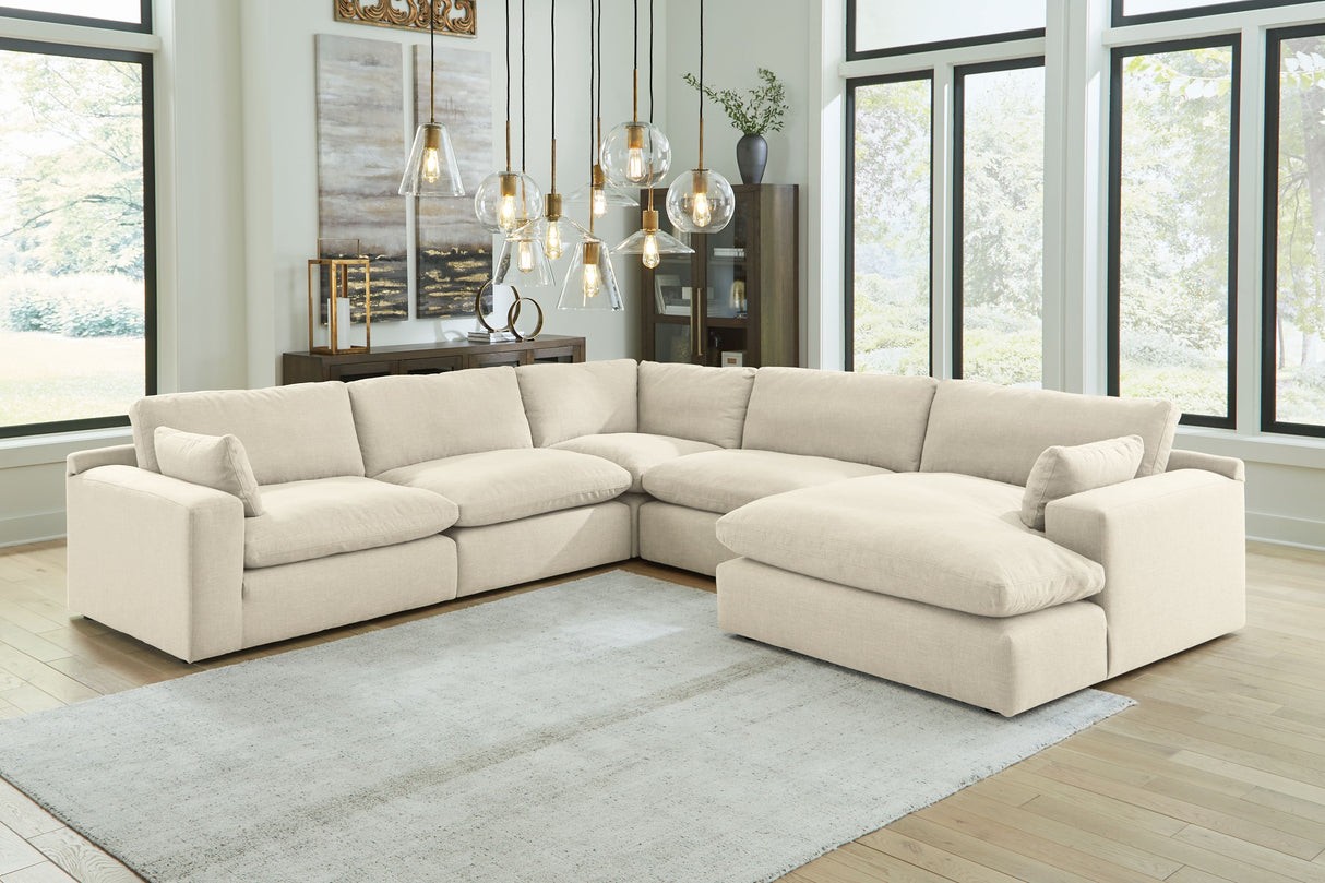 Elyza - Sectional Pearl Silver 5 Pc. Right Arm Facing Corner Chaise Sectional by Benchcraft® | Bel Furniture