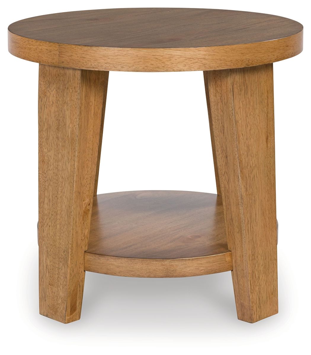 Kristiland - Light Brown - Round End Table by Signature Design by Ashley® | Bel Furniture