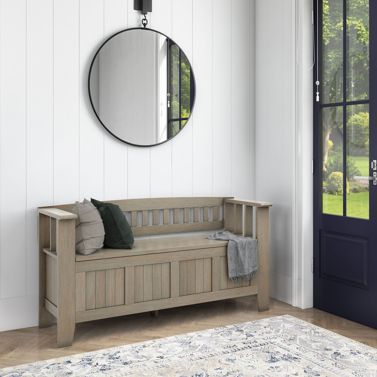 Acadian - Entryway Storage Bench, Handcrafted by Simpli-Home | Bel Furniture