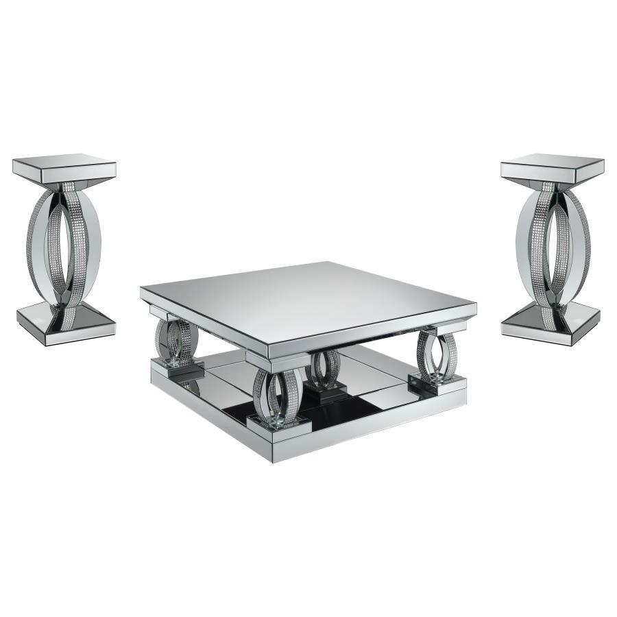 Amalia - Mirrored Coffee Table Set by Coaster Fine Furniture | Bel Furniture