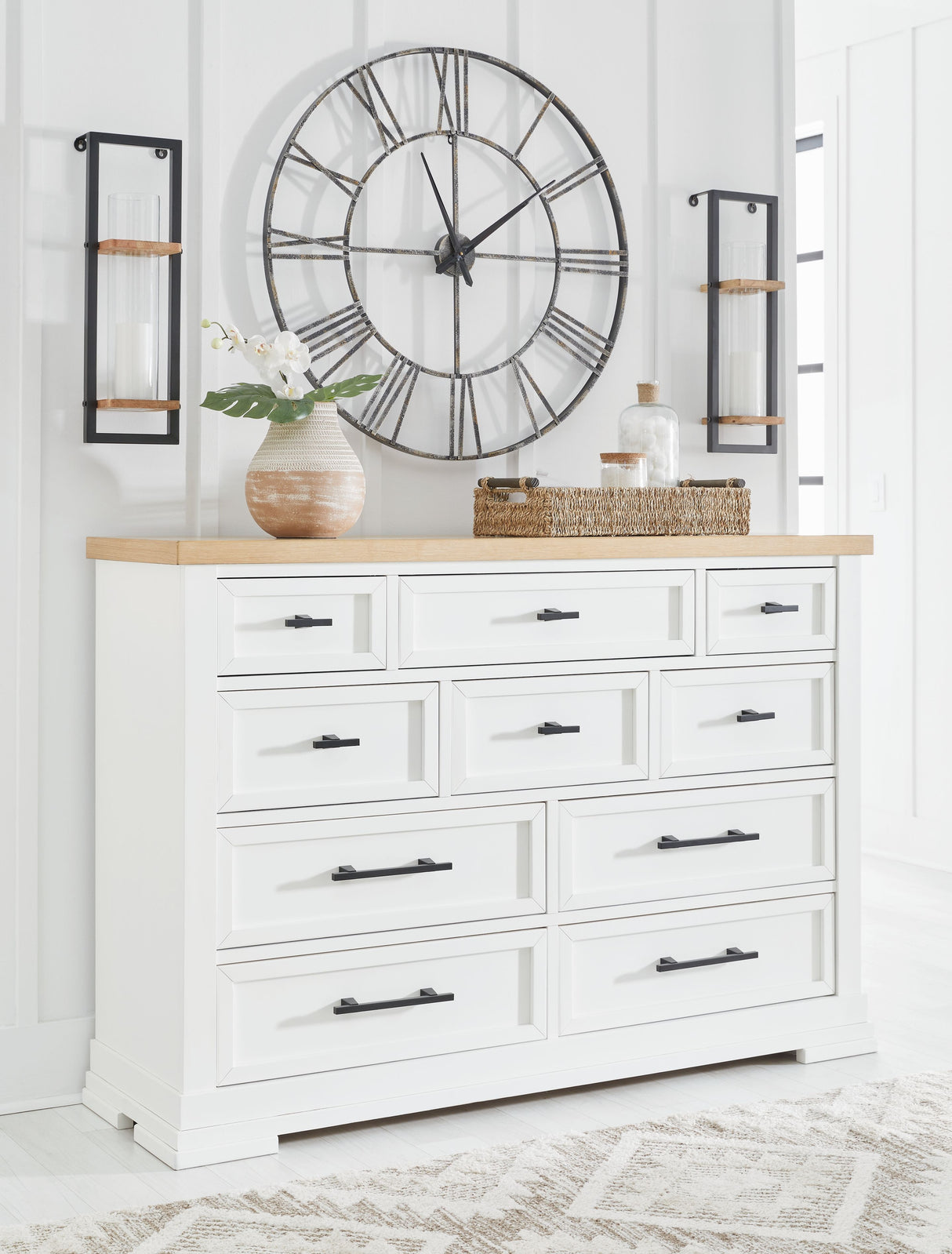 Ashbryn - White / Natural - Dresser by Benchcraft® | Bel Furniture