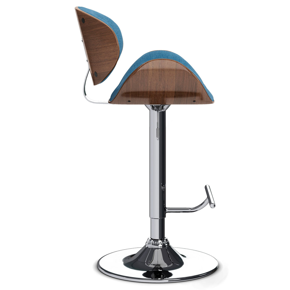 Marana - Bentwood Adjustable Swivel Bar Stool - Blue Linen by Simpli-Home | Bel Furniture