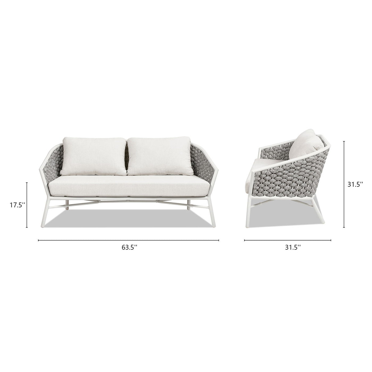 Rowan - Rope Barrel Back Patio Conversation Loveseat Sofa - Optic White by Jennifer Taylor Home | Bel Furniture