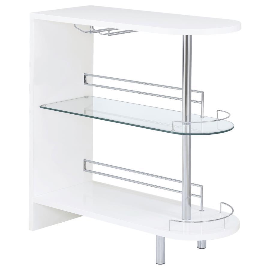 Adolfo - Rectangular 2-Tier Home Bar Table White by CoasterEssence | Bel Furniture