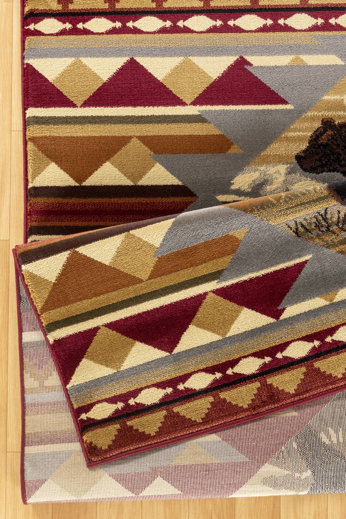 Nature's Nest - 5'3" X 7'3" Lodge Area Rug Polypropylene - Multi, Red by Icona Home Decor | Bel Furniture