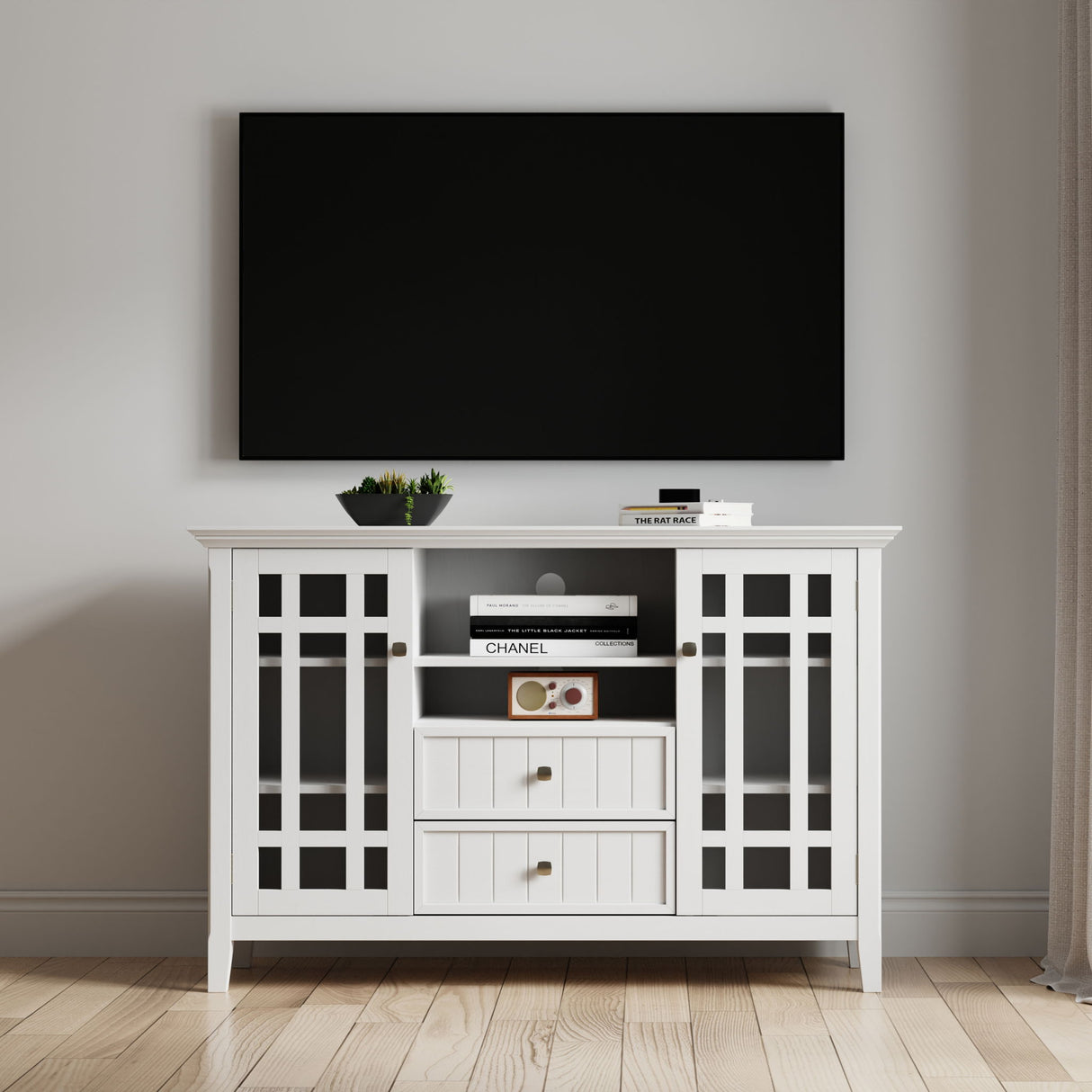 Bedford - Handcrafted Tall TV Media Stand by Simpli-Home | Bel Furniture