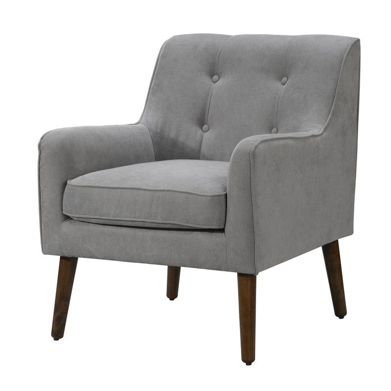 Ryder - Mid Century Modern Woven Fabric Tufted Armchair Gray by Lilola Home | Bel Furniture