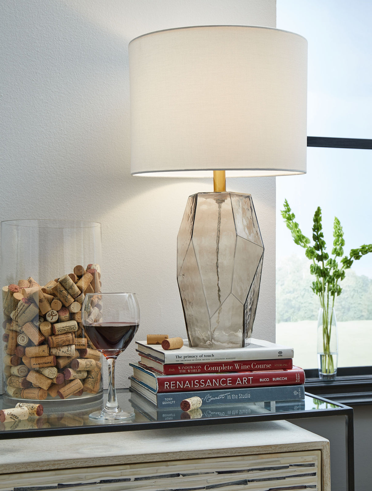 Taylow - Gray - Glass Table Lamp by Signature Design by Ashley® | Bel Furniture