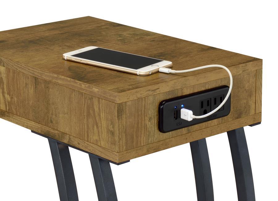 Troy - 1-Drawer C-Shaped Side Table Power Outlet by CoasterEssence | Bel Furniture