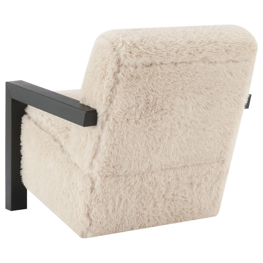 Fitzroy - Faux Fur Upholstered Chair Solid Wood Arms - Latte by Coaster Fine Furniture | Bel Furniture