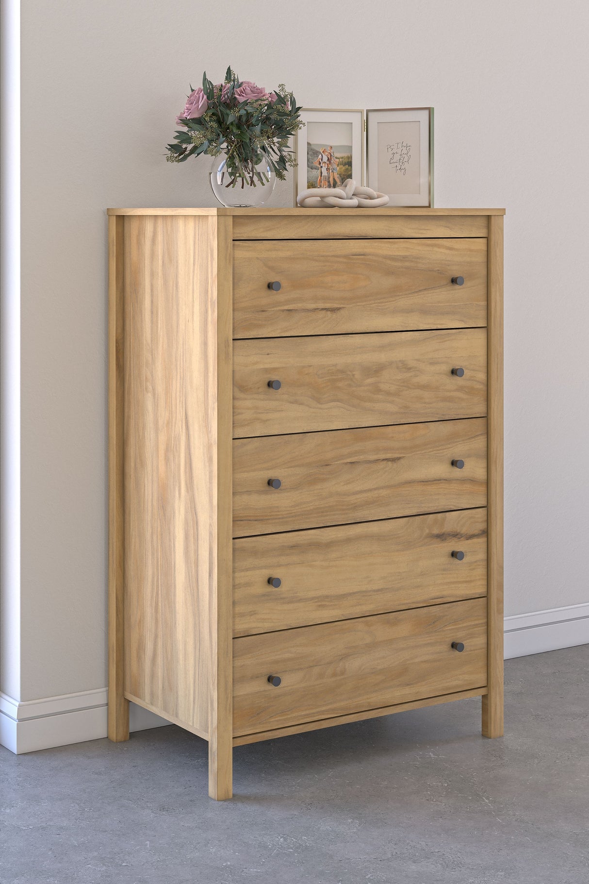 Bermacy - Light Brown - Five Drawer Chest by Signature Design by Ashley® | Bel Furniture