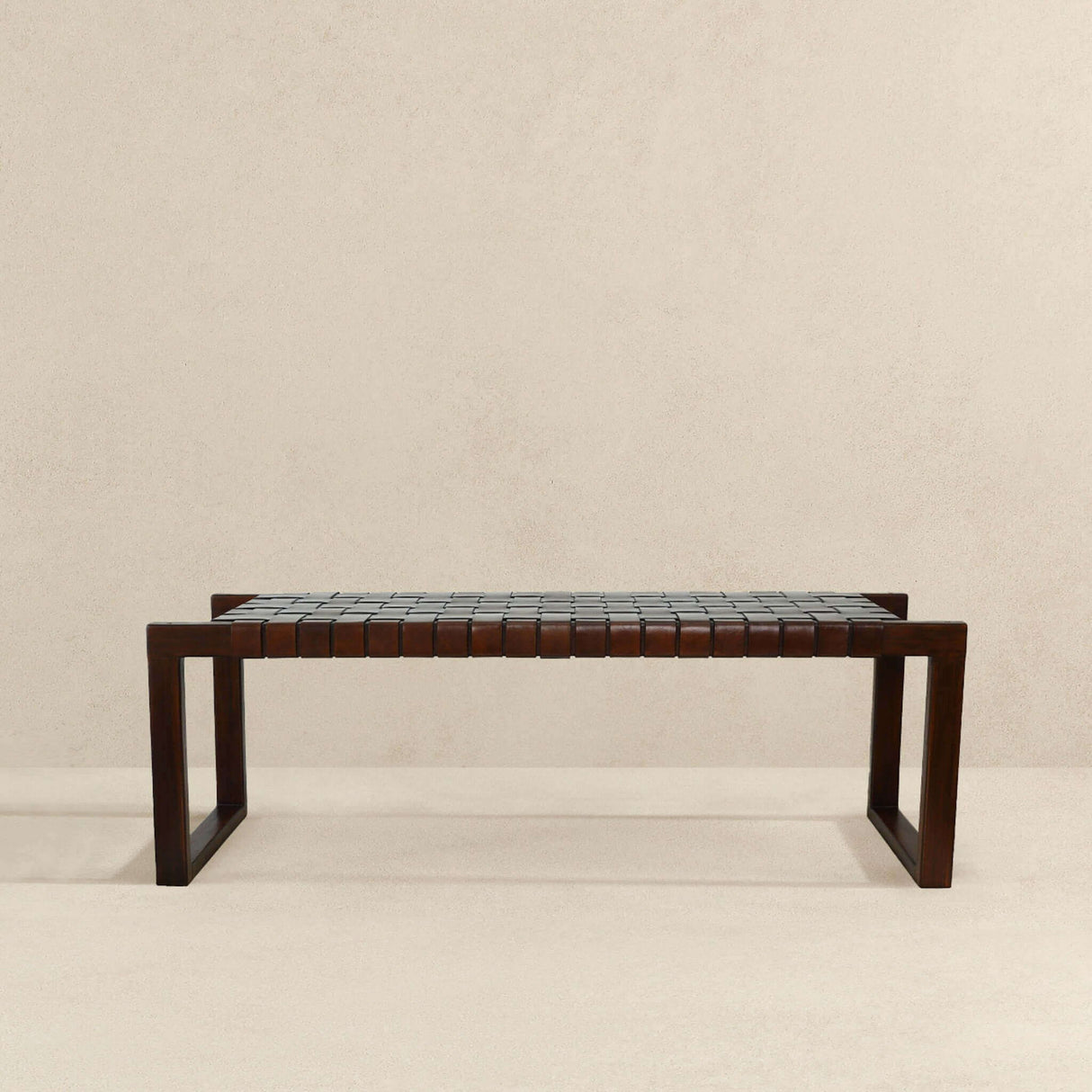 Christina - Leather Bench - Cognac / Dark Brown / Tan by Ashcroft Furniture | Bel Furniture