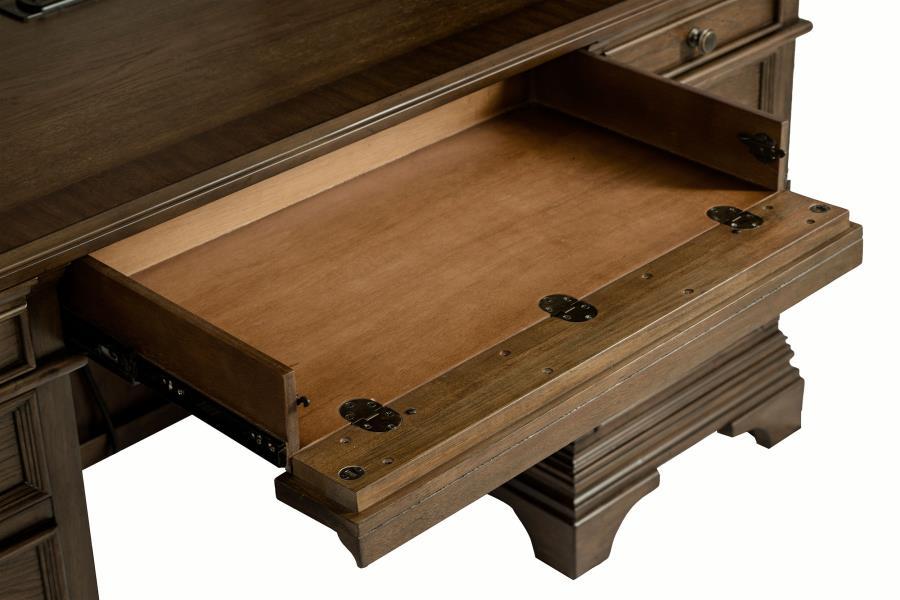 Hartshill - 5-Drawer Credenza With Hutch - Burnished Oak by CoasterElevations | Bel Furniture