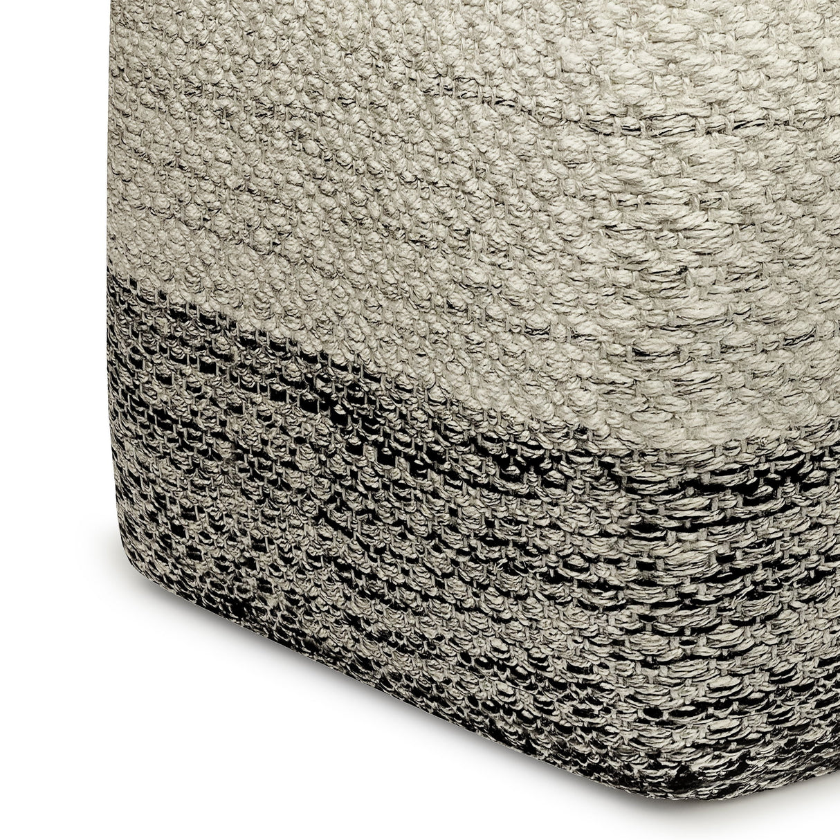 Macie - Square Woven Outdoor / Indoor Pouf - Gray / White by Simpli-Home | Bel Furniture