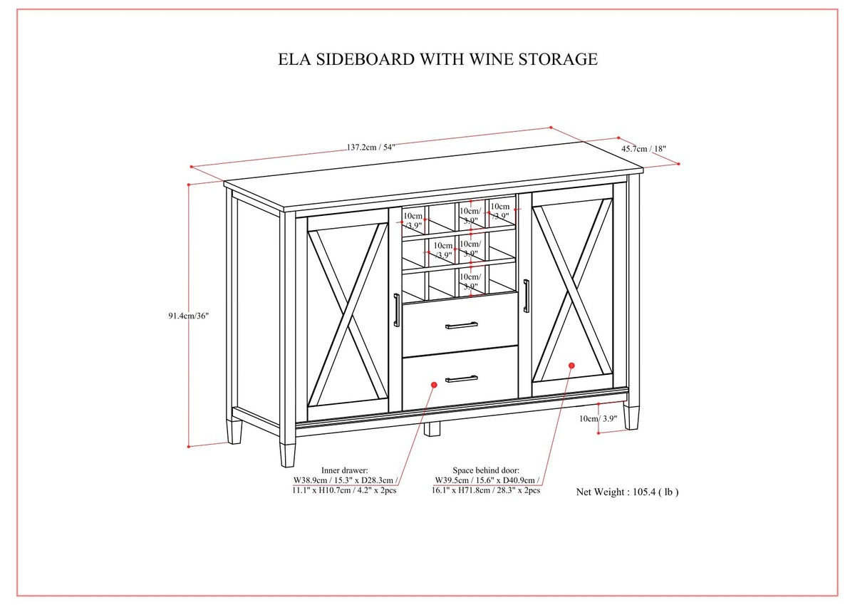 Ela - Sideboard With Wine Storage - Smoky Brown