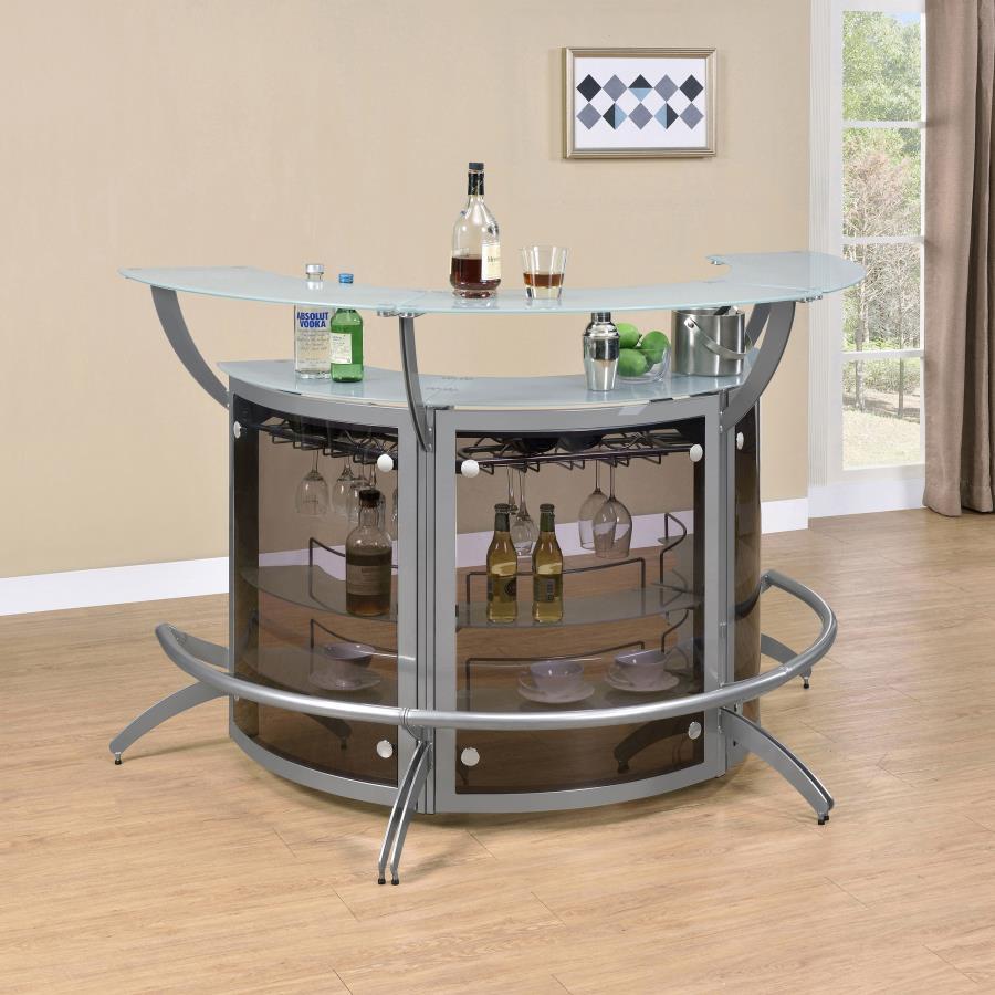Dallas - 3-Piece Curved Freestanding Home Bar Cabinet by CoasterEssence | Bel Furniture