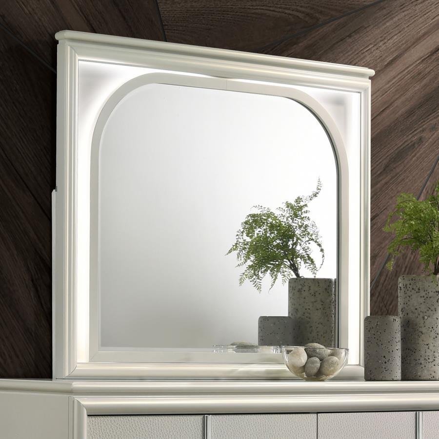 Olivia - LED Dresser Mirror - Pearl White by Coaster Fine Furniture | Bel Furniture