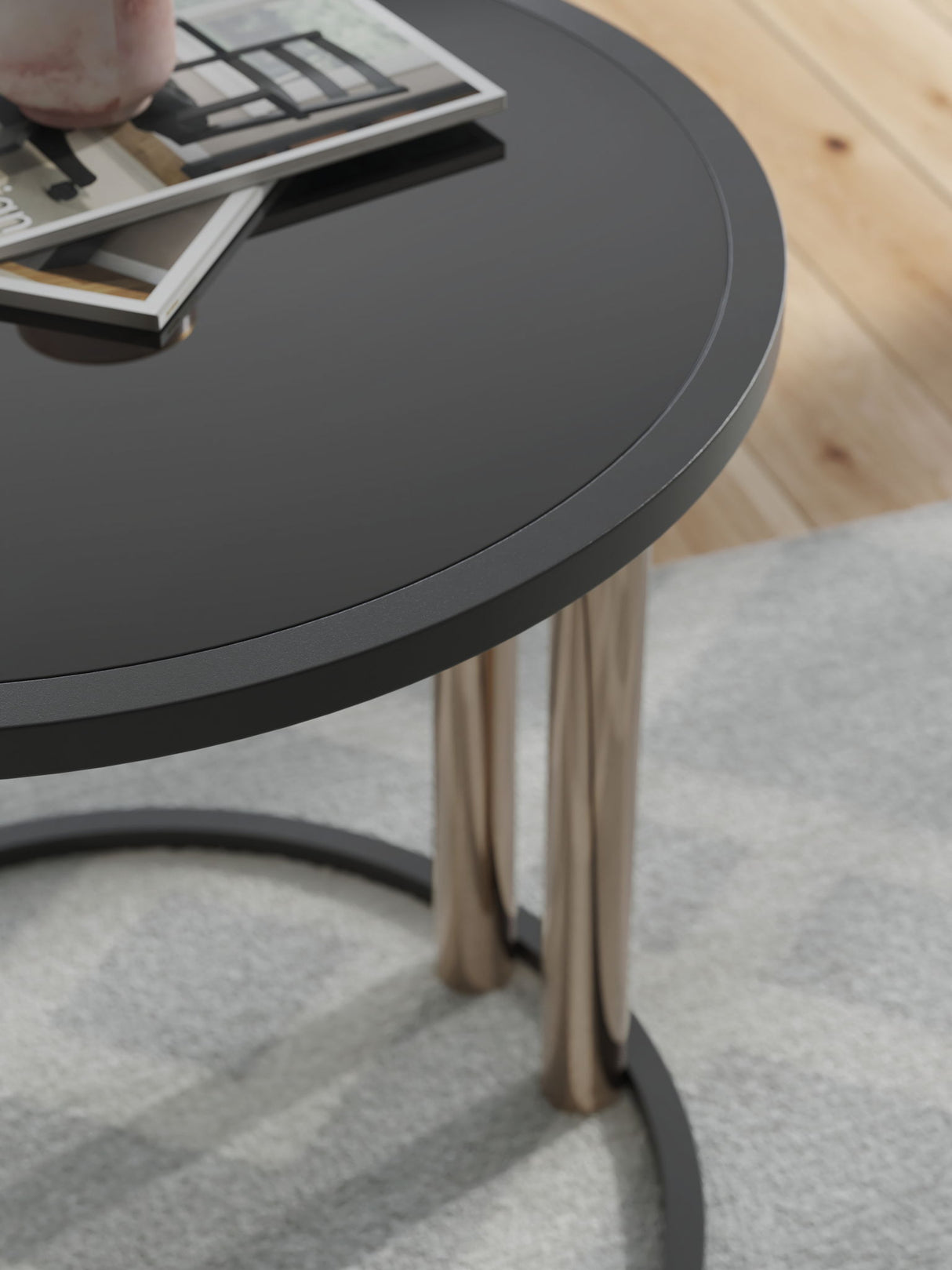 Hannerly - Occasional Table Set (Set of 3) - Black / Gold Finish