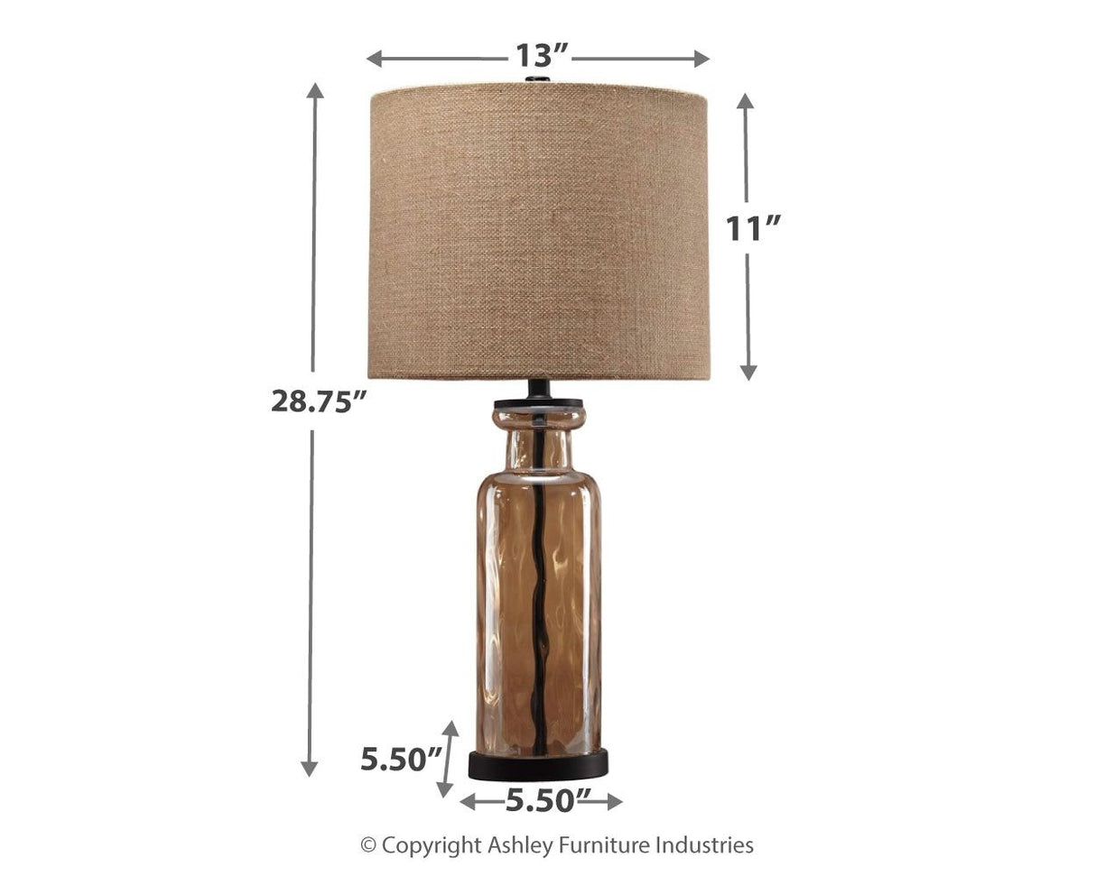 Laurentia - Champagne - Glass Table Lamp by Signature Design by Ashley® | Bel Furniture