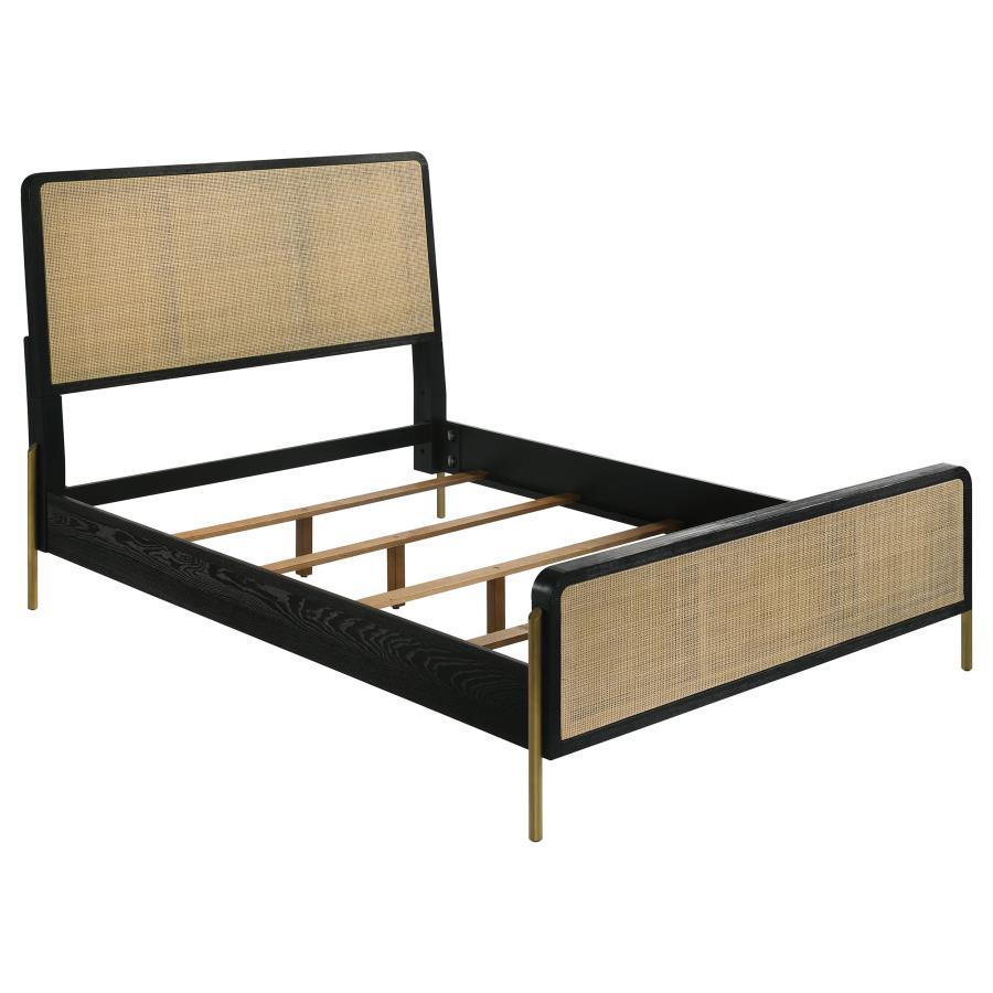 Arini - Rattan Panel Bed Black California King by CoasterElevations | Bel Furniture