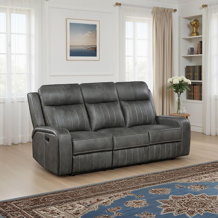 Raelynn - Upholstered Track Arm Motion Sofa - Gray