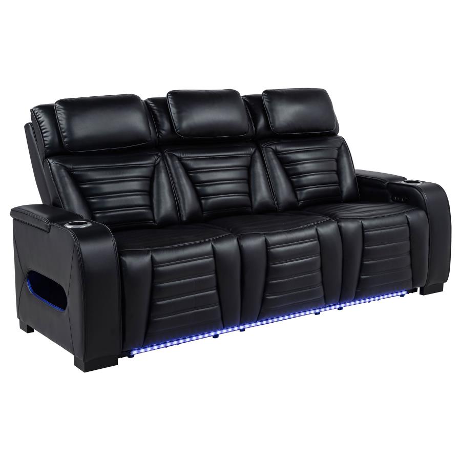 Zuma - Faux Leather Dual Power LED Sofa Set