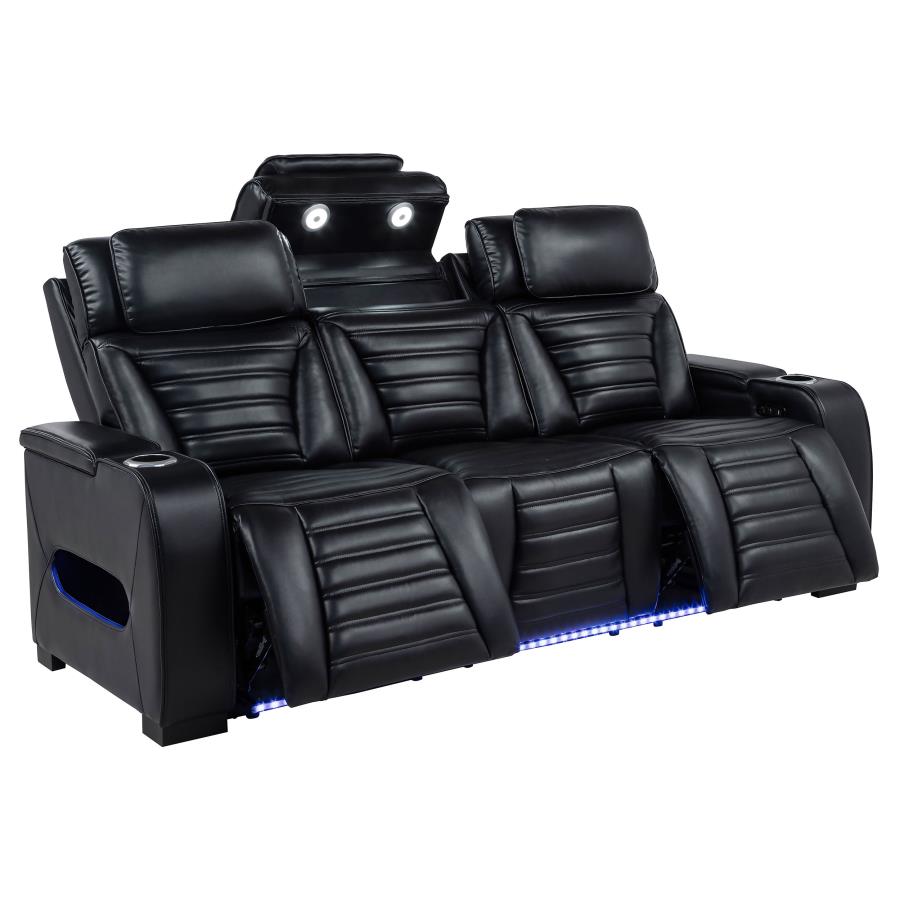 Zuma - Faux Leather Dual Power LED Sofa Set