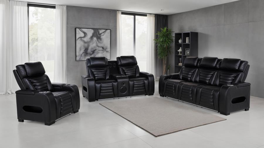 Zuma - Faux Leather Dual Power LED Sofa Set