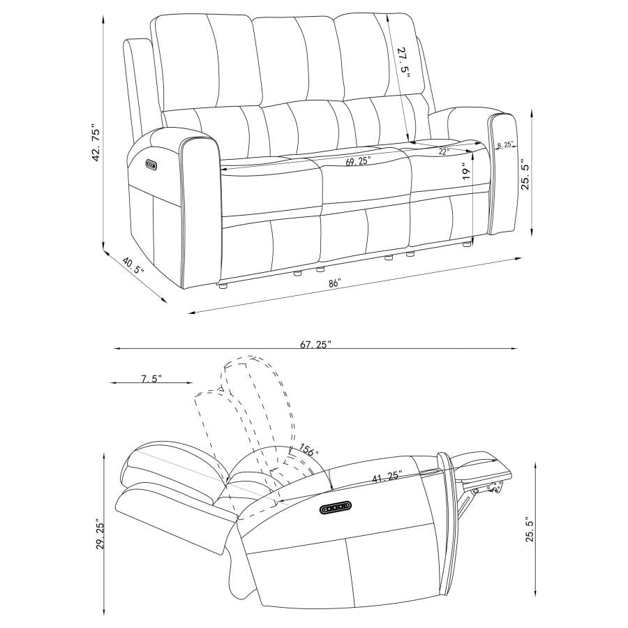 Brickston - Triple Power Reclining Sofa