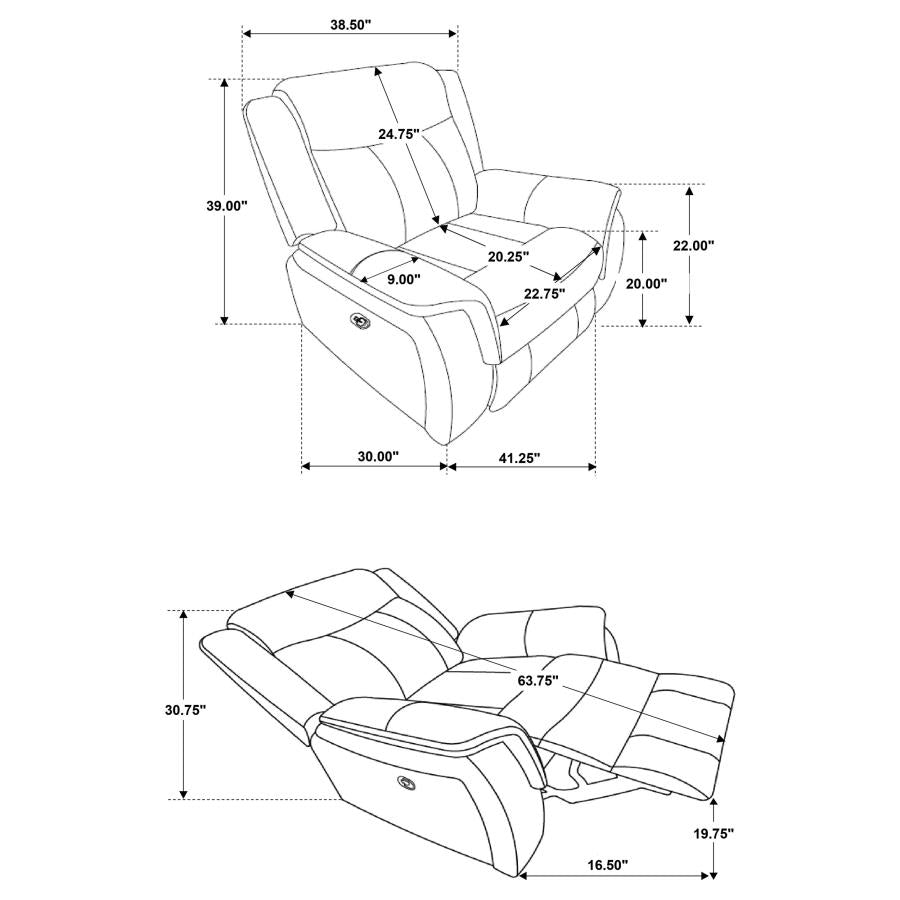 Lawrence - Upholstered Padded Arm Glider Recliner - Charcoal