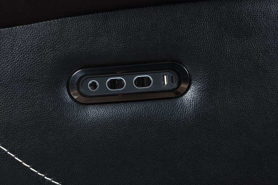 Hewitt - Leather Upholstered Dual Power Recliner Chair - Black