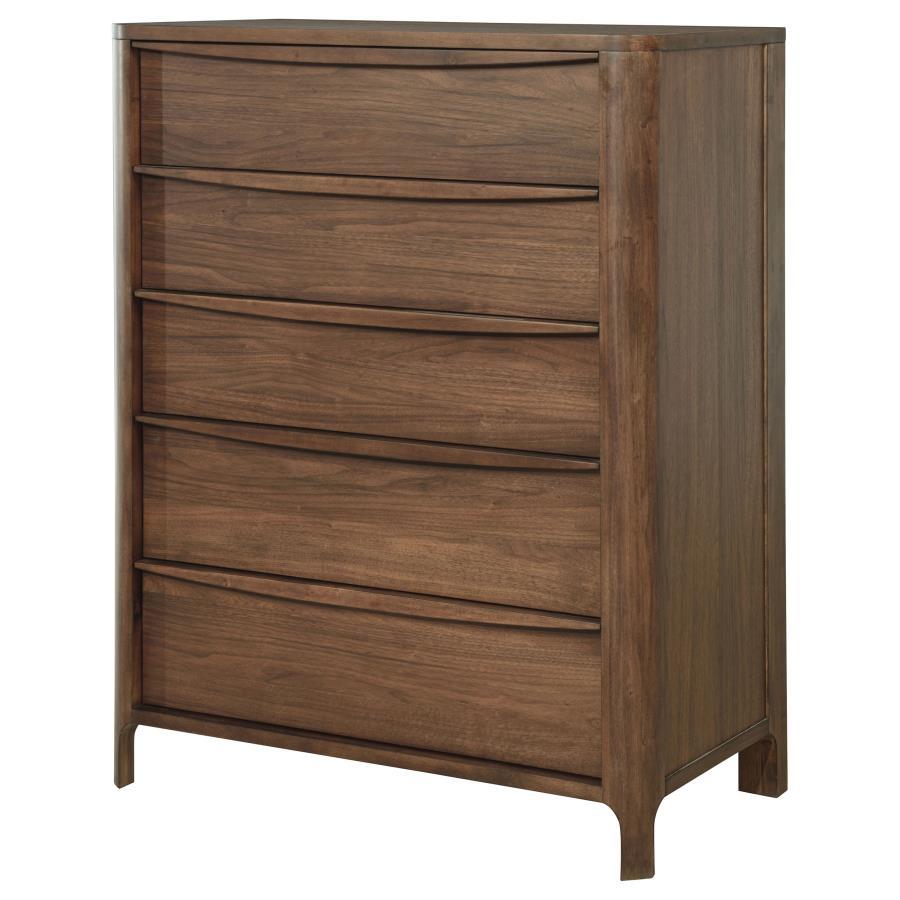 Maderia - 5-Drawer Chest Of Drawers - Walnut by Coaster Fine Furniture | Bel Furniture