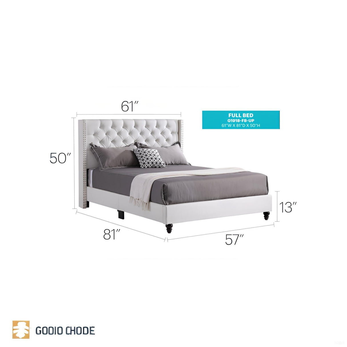 Upholstered Nailhead Trim Chic Bed - view 22