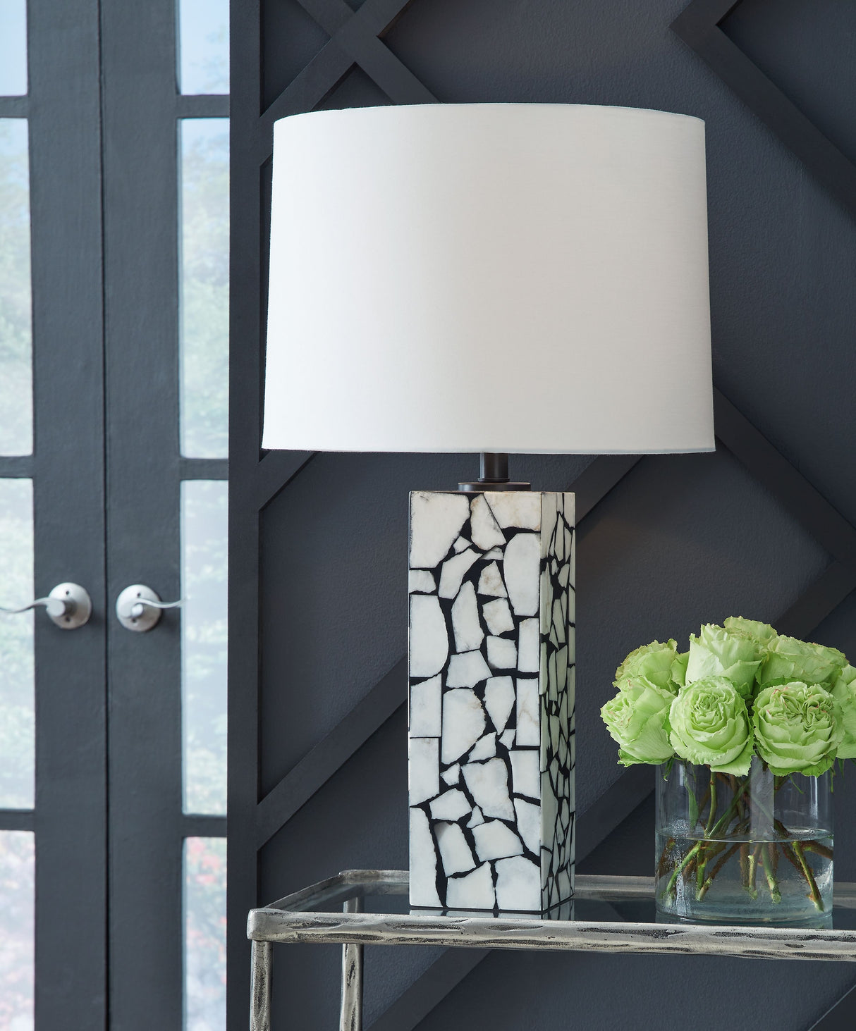 Macaria - White / Black - Marble Table Lamp by Signature Design by Ashley® | Bel Furniture