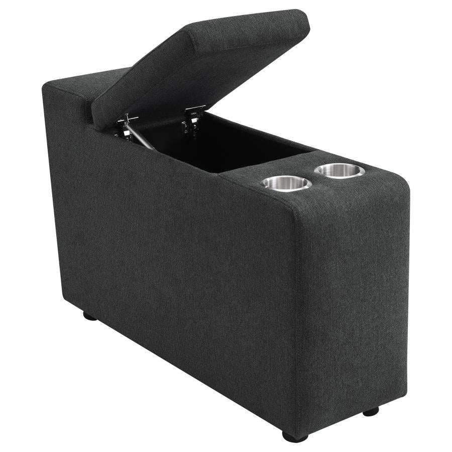 Upholstered Modular Storage Console Dark Grey