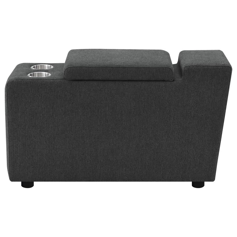 Upholstered Modular Storage Console Dark Grey
