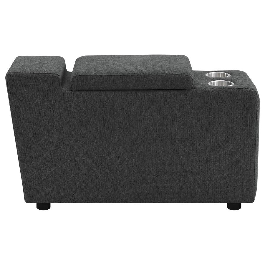 Upholstered Modular Storage Console Dark Grey