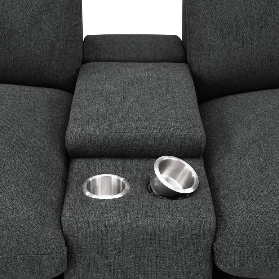 Upholstered Modular Storage Console Dark Grey