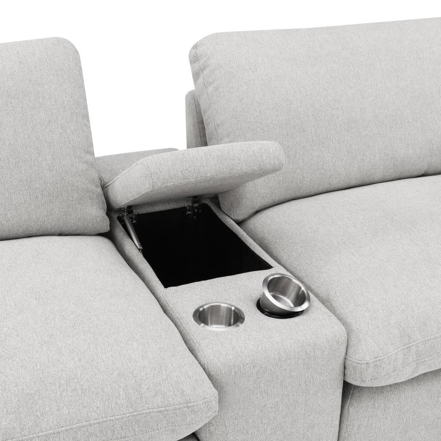 Upholstered Modular Storage Console Dark Grey