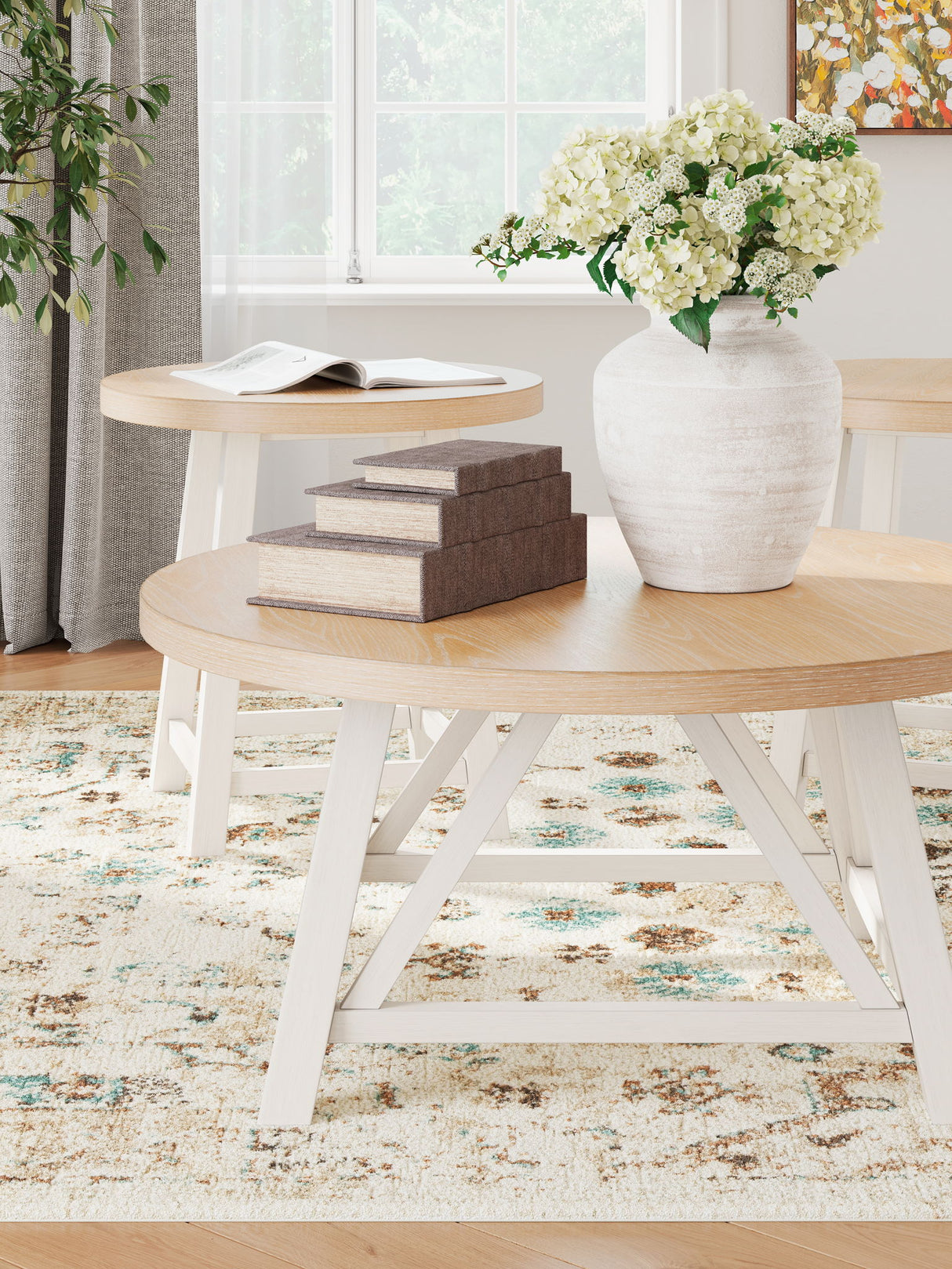 Fawndell - Antique White / Brown - Occasional Table Set (Set of 3) by Signature Design by Ashley® | Bel Furniture