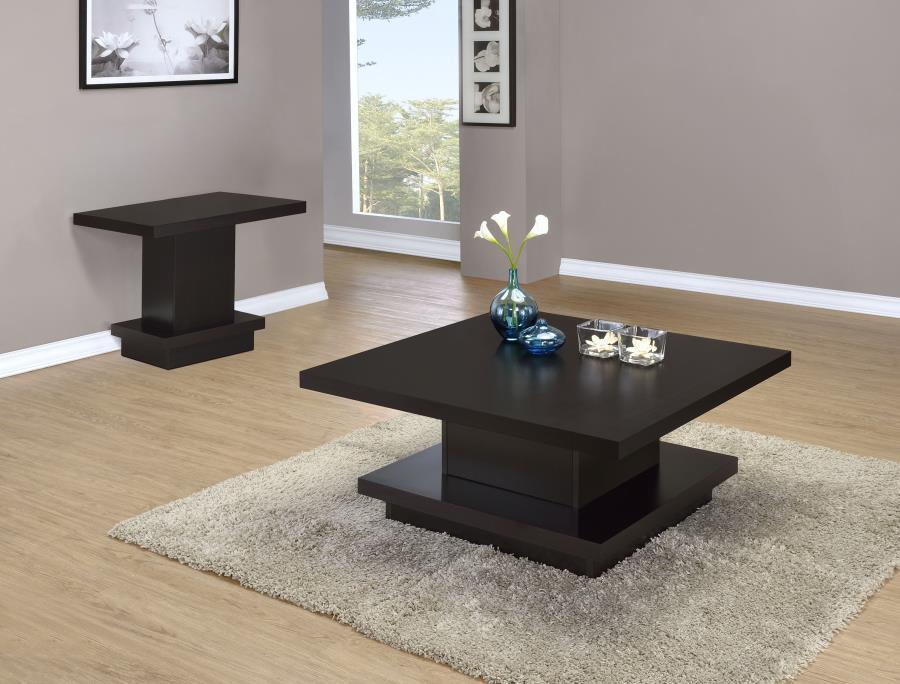 Reston - Square Coffee Table Set Dark Brown 2 Pc. Coffee Table, End Table by Coaster Fine Furniture | Bel Furniture