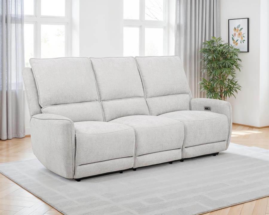 Sylmar - Chenille Upholstered Power Reclining Sofa - Dove Gray